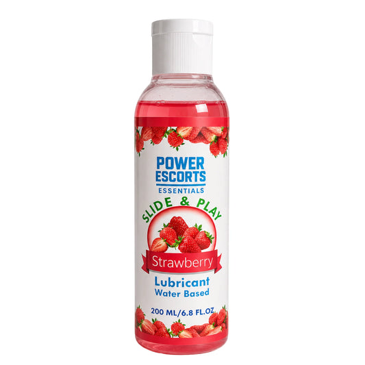 Power Escorts Slide & Play Aardbeien Glijmiddel 200 ml – Waterbasis