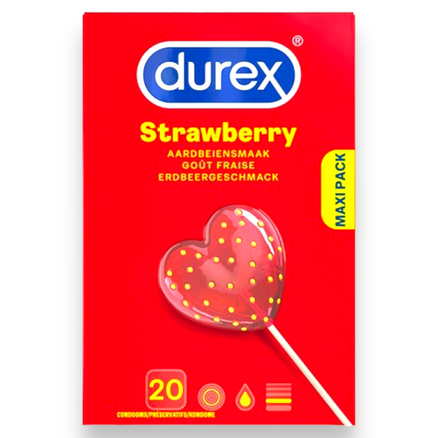 Durex Strawberry Condooms – Maxi Pack (20 stuks) | Zoete Sensatie & Betrouwbare Bescherming