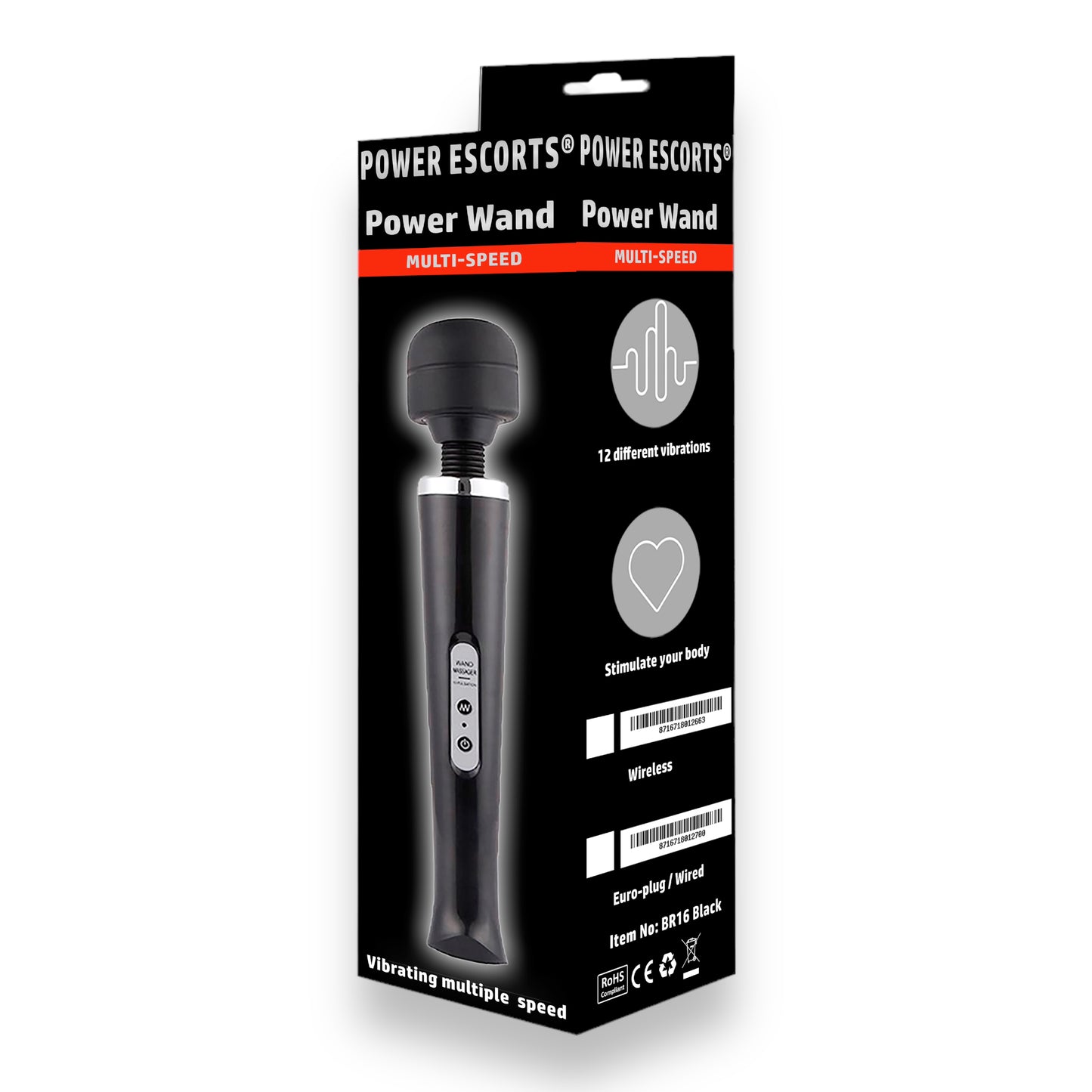 Luxe Wand Massager – Krachtige Vibraties met Bedrade Controle (32,5 cm, Zwart)