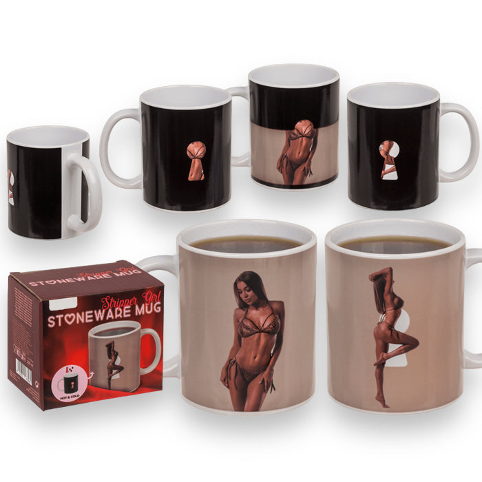 Kinky Pleasure - OB113 - Heat Colour Change - Woman Strippers Drinking Mug - Drank Mok - 300ml - 12x10cm
