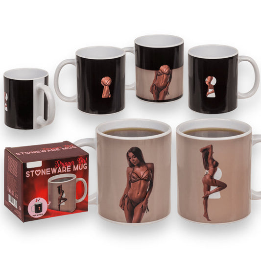 Kinky Pleasure - OB113 - Heat Colour Change - Woman Strippers Drinking Mug - Drank Mok - 300ml - 12x10cm