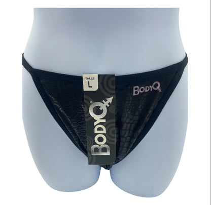 BodyQ Sexy Heren String – Zwart Croco met Roze – Erotische Herenlingerie – Maten S t/m XL