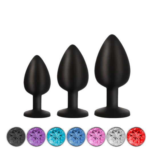 Luxe Siliconen Anal Plug met Kristal (S, M, L & 3-Pack Set)
