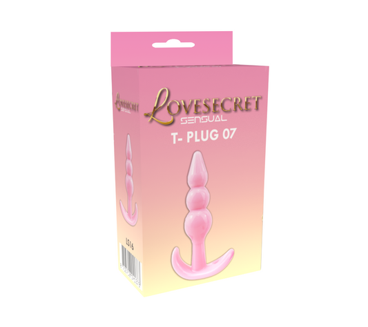 Lovesecret Sensual LS16 T-Plug 07 Roze – Anal Plug – 9,3 cm – Zachte &amp; Veilige TPE – Voor Beginners – T-vormige Basis