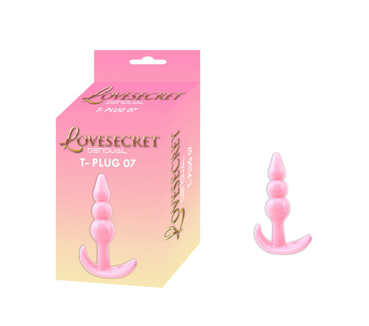 Lovesecret Sensual LS16 T-Plug 07 Roze – Anal Plug – 9,3 cm – Zachte &amp; Veilige TPE – Voor Beginners – T-vormige Basis