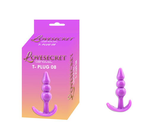 Lovesecret Sensual LS17 T-Plug 08 Paars – Anal Plug – 9,3 cm – Zachte & Veilige TPE – Voor Beginners – T-vormige Basis