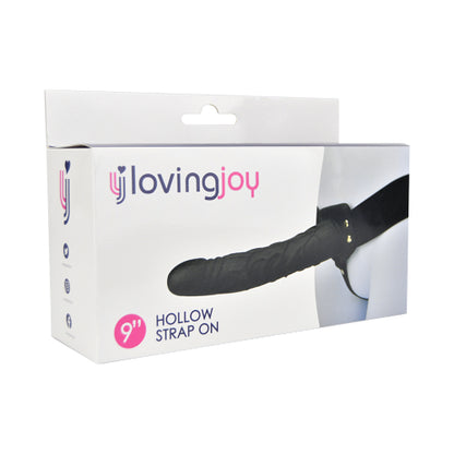 Loving Joy  9 Inch Hollow Silicone Strap On - Zwart -  22,8 CM