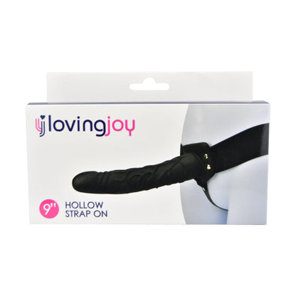Loving Joy  9 Inch Hollow Silicone Strap On - Zwart -  22,8 CM