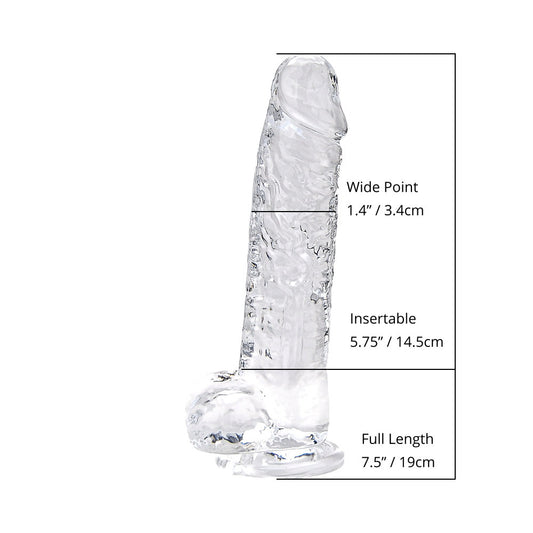 Realistische Dildo met Ballenen Zuignap – Transparant – 19 cm Inbrengbaar – N12186