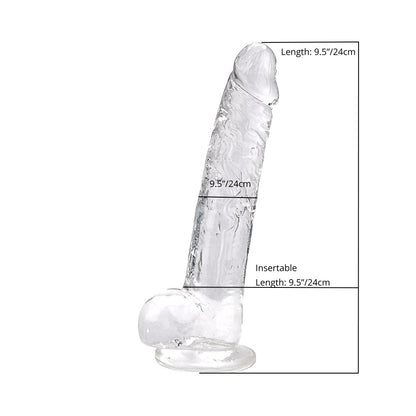 Realistische Dildo met Ballen – Transparant – 24 cm Inbrengbaar – N12188 - 9 Inch