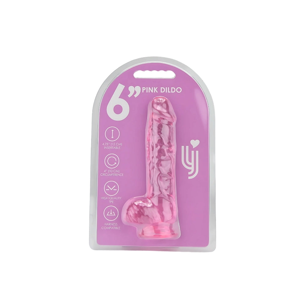 Loving Joy - 6 Inch Realistic Dildo with Balls Pink - 16,5 Cm - Strong Blister