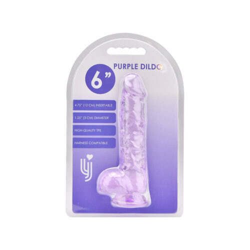 Loving Joy – 6 Inch Paarse Realistische Dildo met Ballen en Zuignap – 16,5 CM – N12308