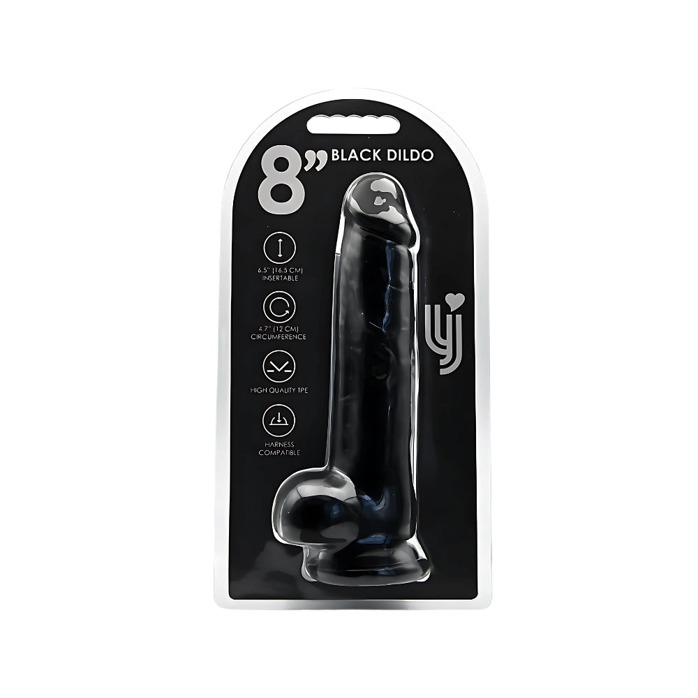 Loving Joy 8 Inch Realistische Dildo met Ballen Zwart – 21,5 cm