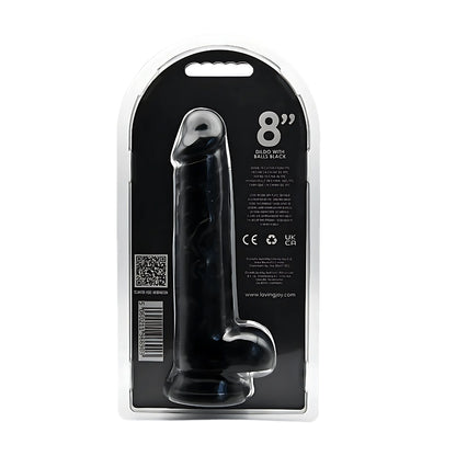 Loving Joy 8 Inch Realistische Dildo met Ballen Zwart – 21,5 cm