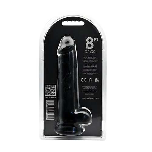 Loving Joy 8 Inch Realistische Dildo met Ballen Zwart – 21,5 cm