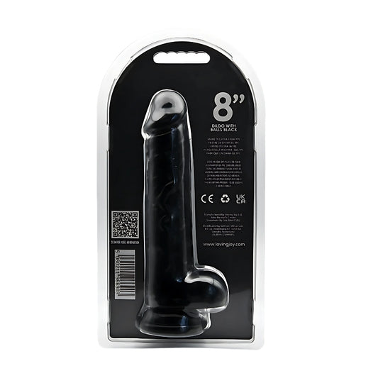 Loving Joy 8 Inch Realistische Dildo met Ballen Zwart – 21,5 cm