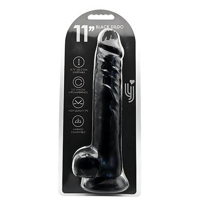 Loving Joy - 11 Inch Realistic Dildo with Balls Black - 28 Cm Huge Dildo In Strong Blister