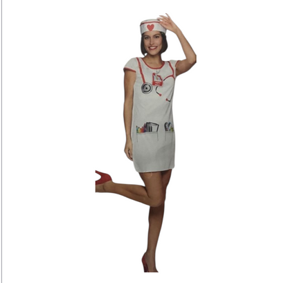Sexy Verpleegsterskostuum – Witte Roleplay Jurk met Muts – S / M / L – Lingerie Outfit voor Vrouwen