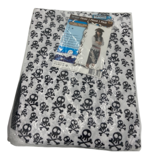 Sexy Piraat Verkleedset – Zwarte Gerafelde Broek, Doodskop Shirt & Rode Riem - Size M