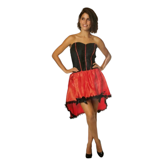 Kinky Flamingo Spaanse Jurk – Rood & Zwart Strapless Korset achtig met ruime rok voor Feest, Carnaval &amp; Rollenspel