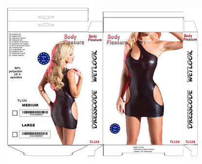 Body Pleasure Wet Look Dress – M/L – Zwart