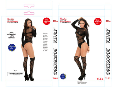Body Pleasure Sexy Body Stocking Lingerie Set – One Size Fits Most – Zwart