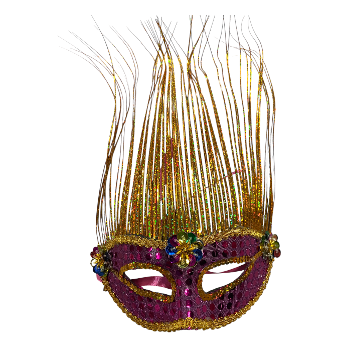Venetiaans Masker Groot Formaat -  36 Cm Hoogte X 20 Cm - Purple/ Gold