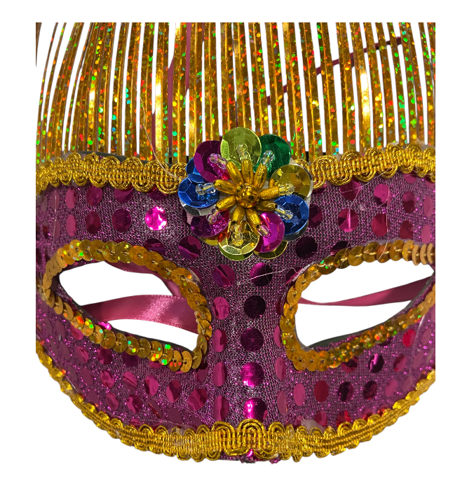 Venetiaans Masker Groot Formaat -  36 Cm Hoogte X 20 Cm - Purple/ Gold