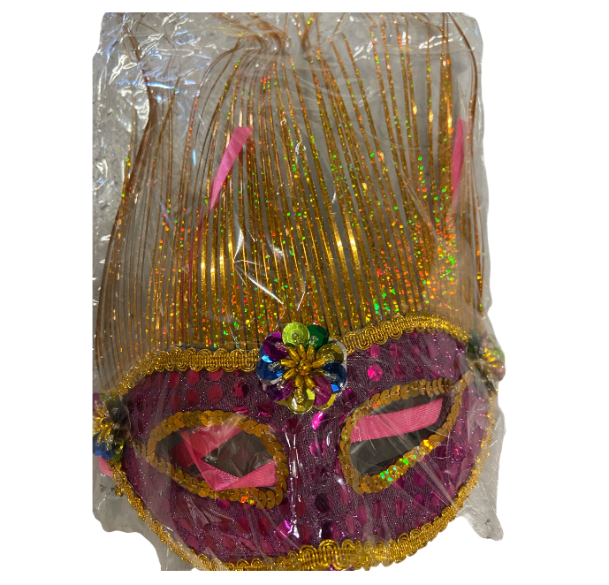 Venetiaans Masker Groot Formaat -  36 Cm Hoogte X 20 Cm - Purple/ Gold