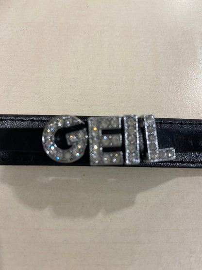 Luxury Collar Black with Stones Name GEIL - BDSM - Heavy Quality