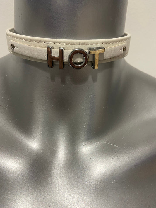 Luxury Collar White with Name HOT - BDSM - Heavy Quality