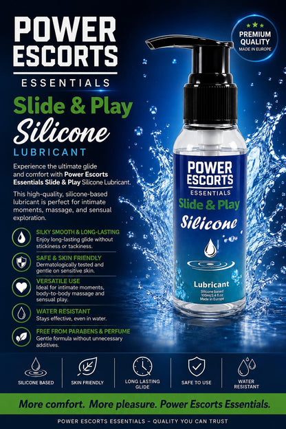 Power Escorts Slide & Play Silicone Glijmiddel 100 ml – Langdurig & Zijdezacht