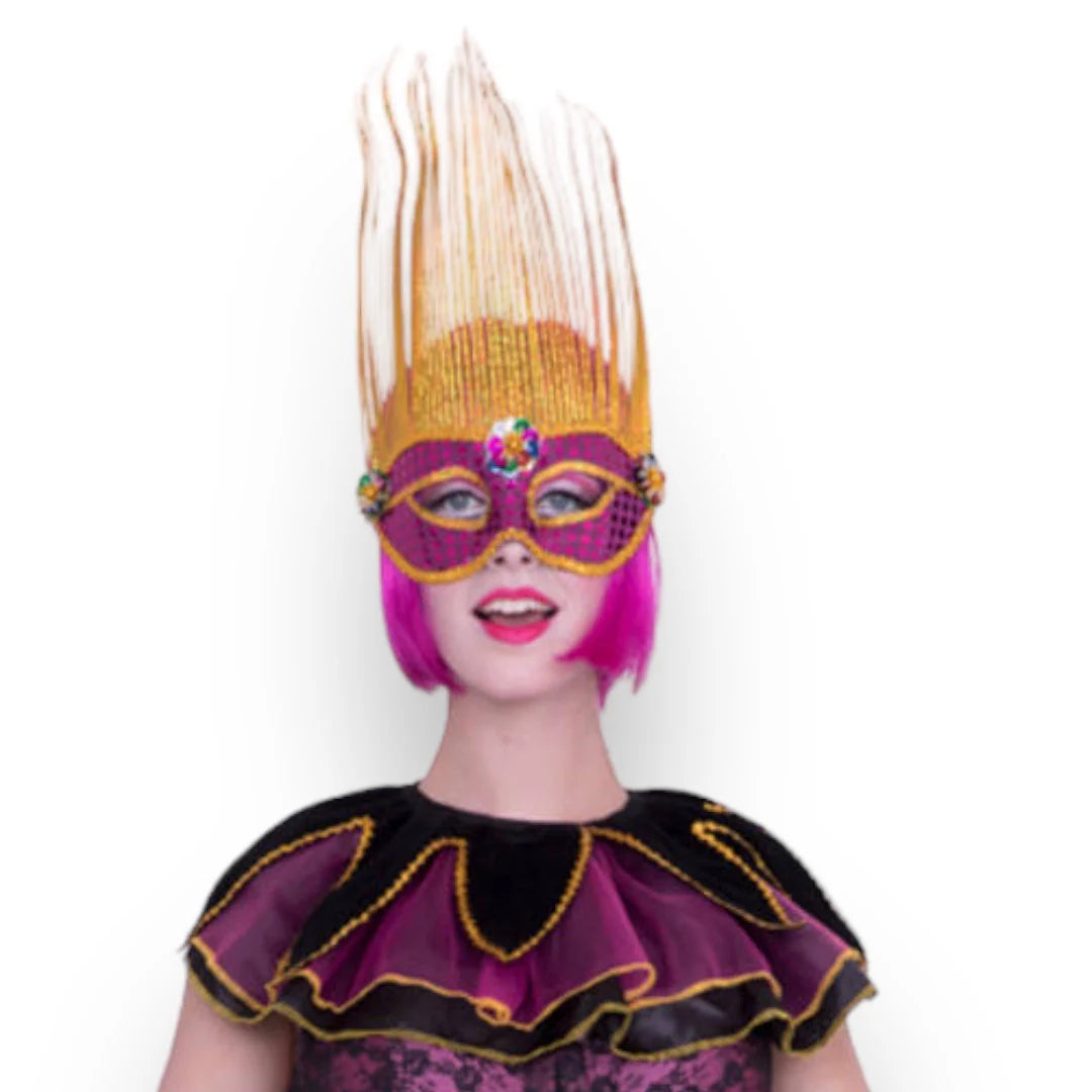 Venetiaans Masker Groot Formaat -  36 Cm Hoogte X 20 Cm - Purple/ Gold