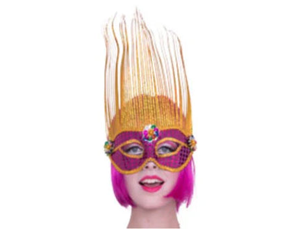 Venetiaans Masker Groot Formaat -  36 Cm Hoogte X 20 Cm - Purple/ Gold