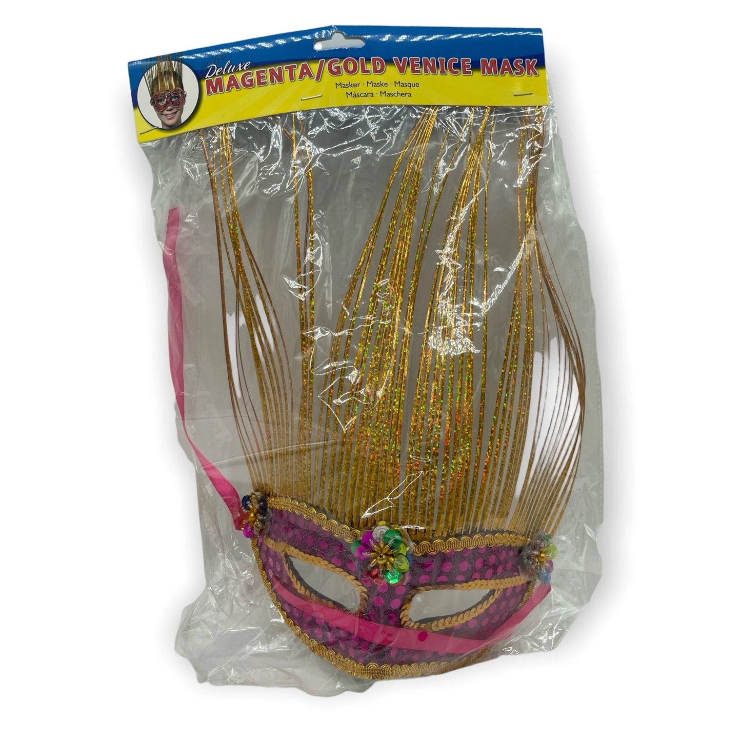 Venetiaans Masker Groot Formaat -  36 Cm Hoogte X 20 Cm - Purple/ Gold